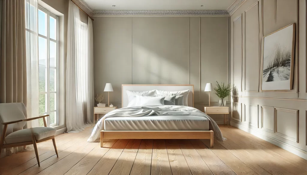 Fresh, clean mattress in inviting bedroom