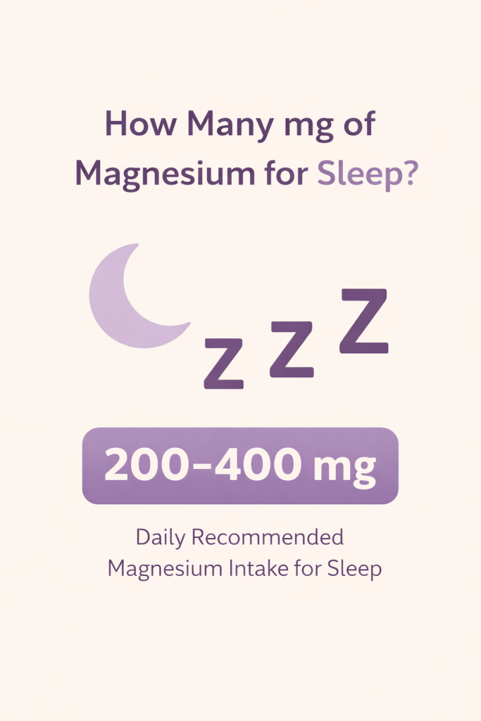 Infographic showing recommended magnesium dosage for sleep.