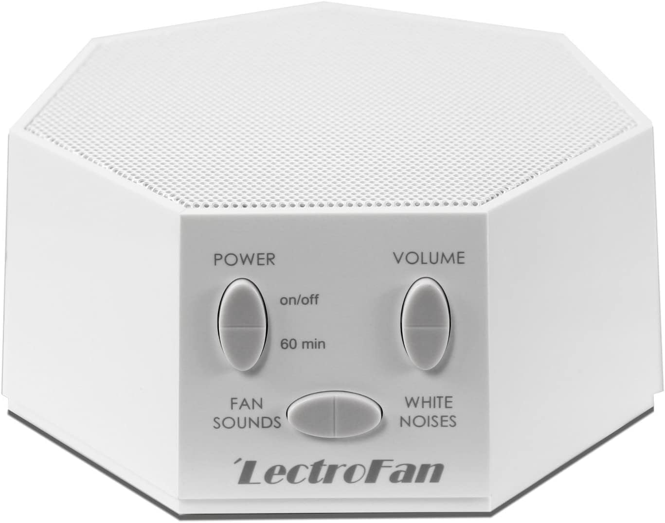 White noise sound machine for better sleep on bedside table
